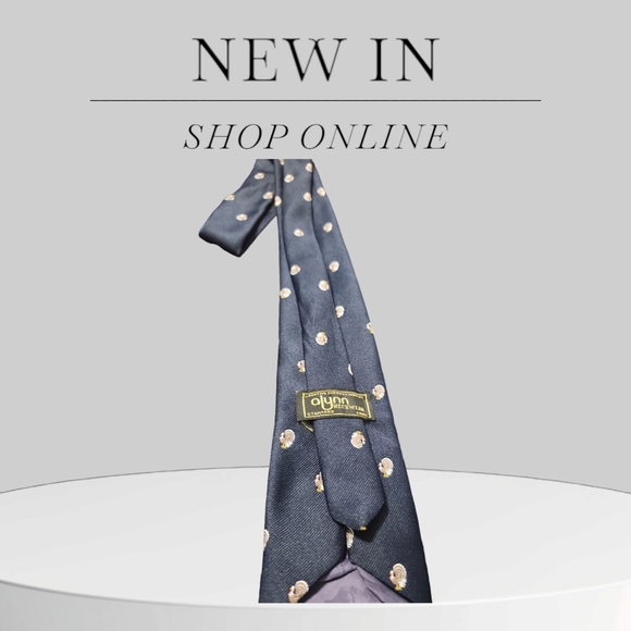 EUC Vintage Alynn Men's Dark Blue Tie with Turkey Motif - Picture 4 of 4